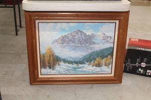 lot 549 image: Mountain by Don Brown Signed Original Artwork Canvas Painting , Wood FrameSingle Matte