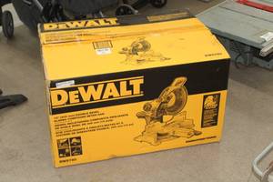 lot 301 image: DeWalt DWS780 12 Double Bevel Sliding Compound Miter Saw (New in Box)