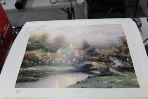 lot 541 image: Lamplight Village - Lamplight Lane IV by Thomas Kincade #2644850 Signed&Numbered Print , Unframed