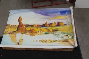 lot 545 image: Desert by Stefan Elliot circa 1995 Signed Original Artwork Canvas Painting , Unframed