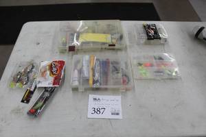 lot 387 image: Lot of (4) Tackle Boxes with Misc. Fishing Tackle