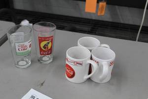 lot 437 image: Lot of (5) Coca-Cola Collectibles - Coffee Cups, Glasses