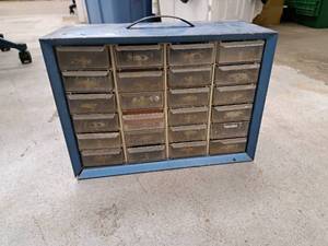 lot 749 image: Metal Parts Organizer Cabinet 24-bin w Hardware
