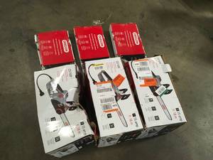 Lot of 3 Oregon CS1500 Self-Sharpening 15 Amp Corded Electric Chainsaw, 18 in. Bar, Equipped with PowerSharp Saw Chain Customer Returns See Terms on Auction