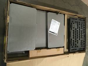 Suncast Resin Freestanding Garage Cabinet in Platinum (30 in. W x 72 in. H x 20 in. D) Customer Returns See Terms on Auction