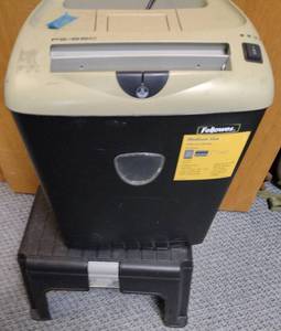 lot 277 image: Fellowes Paper Shredder and Storage Step Stool.
