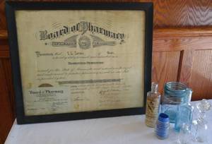 lot 330 image: Antique 1922 MN Registered Pharmacist Degree and More.
