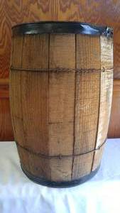 lot 335 image: Wood Barrel. 19 in. Tall and 13 in. Diam.