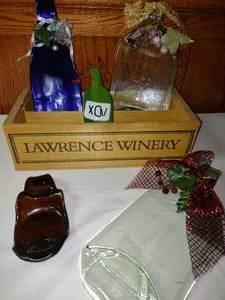lot 379 image: Lawrence Winery Box And Flattened Wine Bottle Cheese Tray