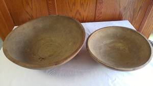 lot 328 image: Large Primitive Wood Bowls (2)