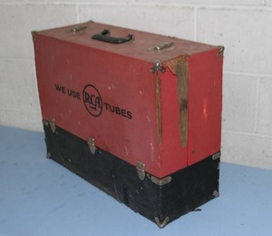 lot 5 image: Vintage  Antique RCA Radio & TV Television Repairman Carry Case Caddy Box with LOTS of Vacuum Tubes