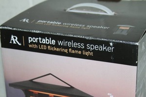 lot 7 image: Acoustic Research AR Portable Wireless 30-Watt Bluetooth Dynamic Audio Speaker with LED Flickering Light Flame