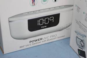 lot 78 image: Lot of 2 - iHome Health PowerUVC Pro 360-Degree UV-C Sanitizer with Bluetooth Audio  Speakers