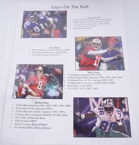 Steve Young, Michael Irvin, Anquan Boldin, & Alex Smith Autographed Football JSA