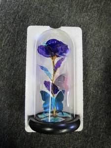 lot 16 image: lighted rose in a glass case new...