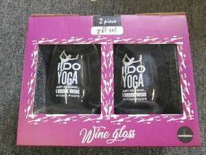 lot 125 image: set of 2 new yoga wine glasses ...