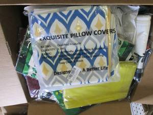 lot 152 image: box full of decorative pillow case ...