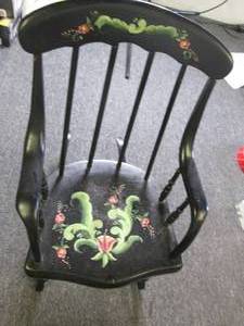lot 524 image: small black wooden childs rocking c...