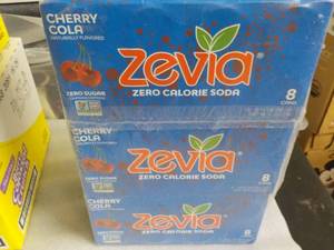 3 - 8 packs Zevia Cherry Zero Sugar...