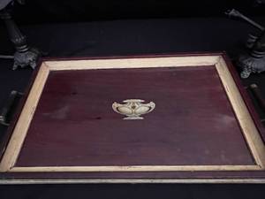 lot 36 image: Vintage Tray with pair of Tiffany Style Lamps