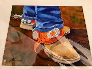 lot 46 image: Cowboy Boots Original Watercolor by Pennie