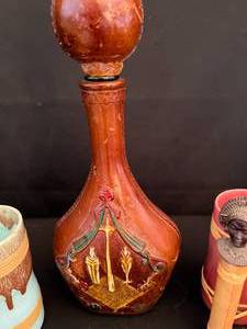 lot 103 image: Italian Leather Decanter with Glasses