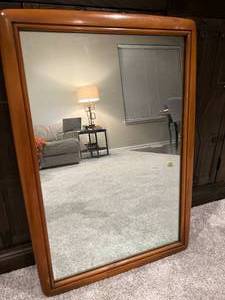 lot 28 image: Pecan Wood Framed Mirror