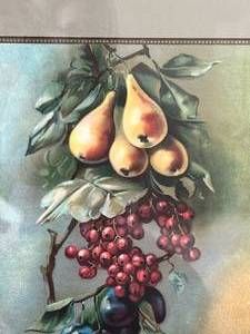 lot 12 image: Original Litho by James Lee - Plums & Pears - 1908