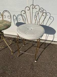 lot 141 image: 2 Gold Metal Vintage Make-up Chairs