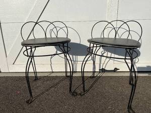 lot 138 image: Pair of Vintage Metal Make-up Chairs