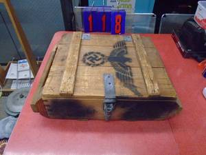 Wood ammo box with german marking. As shown.
