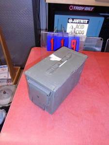 Metal ammo box. As shown.
