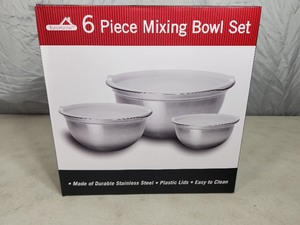 New 6 Piece Stainless Steel Mixing Bowl Set