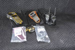 lot 43 image: label makers, cable ties and walkie talkies