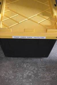 lot 107 image: 27 Gallon Greenmade Professional Tote with Power CordsSurge Protectors