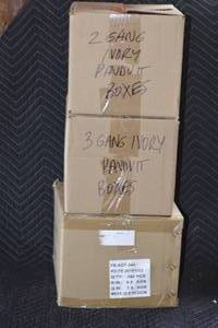 lot 134 image: 2 and 3 gang panduit boxes and white snake skin