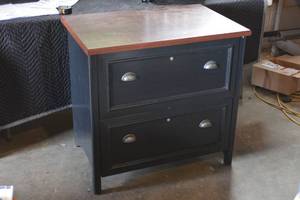 lot 209 image: Bush Furniture Fairview 2 Drawer Lateral File Cabinet in Antique Black and Hansen Cherry