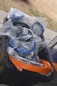 lot 50 image: tote filled with CAT6 patch cables in various lengths