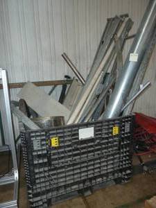 lot 14 image: Pallet of various pipe and hose including one big piece of flexible steel hose