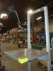 lot 101 image: Portable workstation with monitor mount 19wide x 32 deep x 82 high