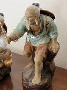 Ceramic Asian Fisherman Mudmen Figurines