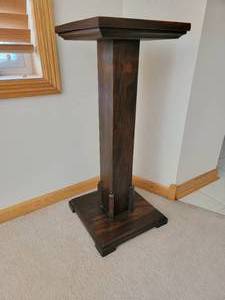 Vintage Prairie Wood Pedestal Plant Stand