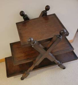 Triple Tiered X Brace Side Table