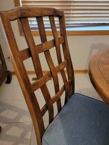 Vintage Parquet Dining Table with Lattice Back Chairs