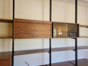 Stunning Vintage Mid-Century Modern 4 Section Walnut Wall Unit by Omni