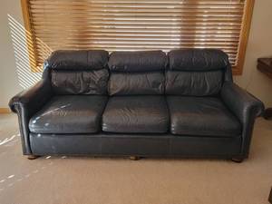 Navy Lush Leather Sofa