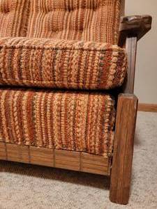 Retro Mid-Century Ranch Oak Sofa