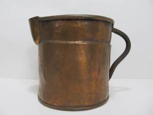 lot 10 image: LARGE Antique Primitive Copper Pitcher