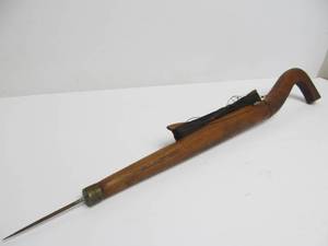 lot 138 image: Antique Carved Wood Ice Fishing Pole
