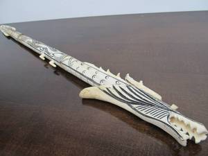 lot 147 image: Vintage Chinese Bone Dragon Staff or Walking stick